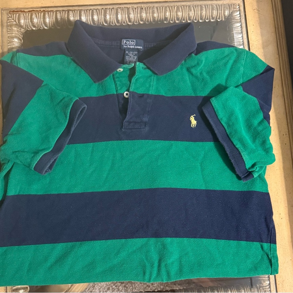 Ralph Lauren Kids Polo in Green and Navy Stripes